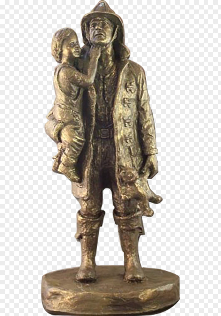 Firefighter Bronze Sculpture Bust Statue PNG