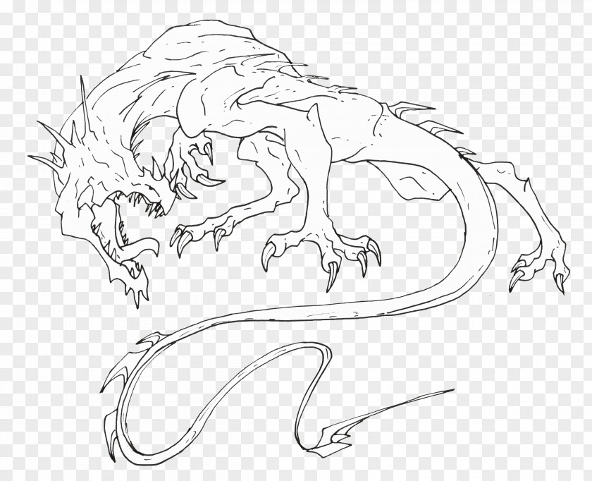 Dragon Line Art Drawing Sketch PNG