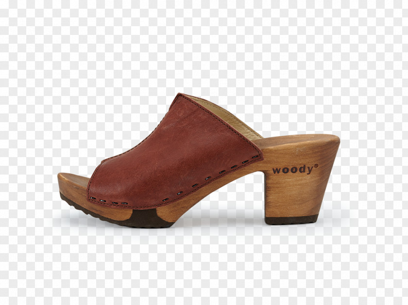 Italy Clog Cognac Wood Sandal PNG