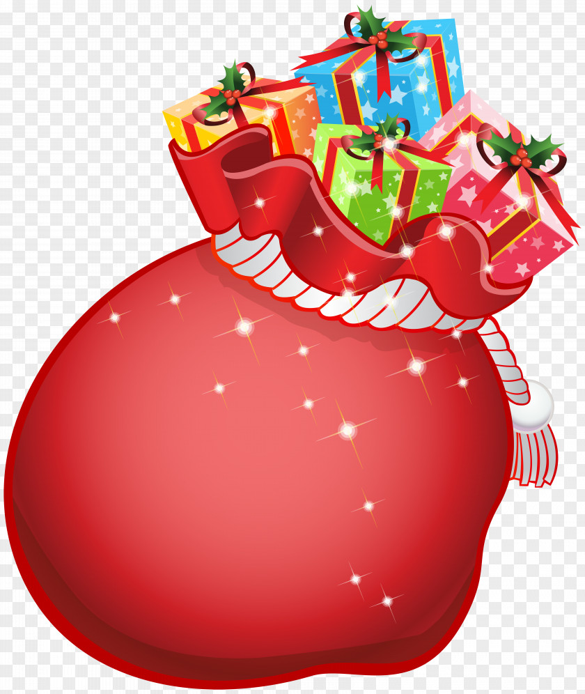 Santa Bag With Gifts Transparent Clip Art Claus Christmas PNG