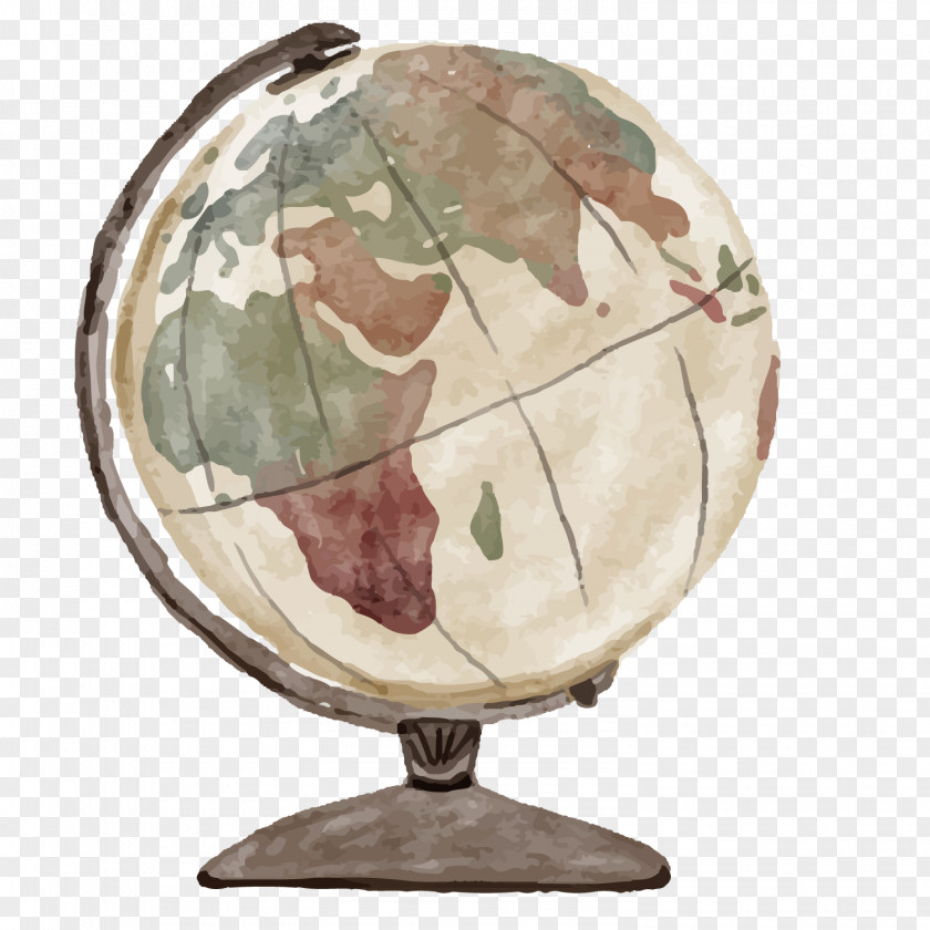 Vector Globe Suitcase Baggage Travel Watercolor Painting PNG