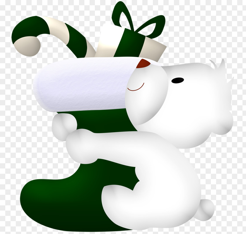 Cartoon Polar Bear Santa Claus Christmas Stocking Clip Art PNG