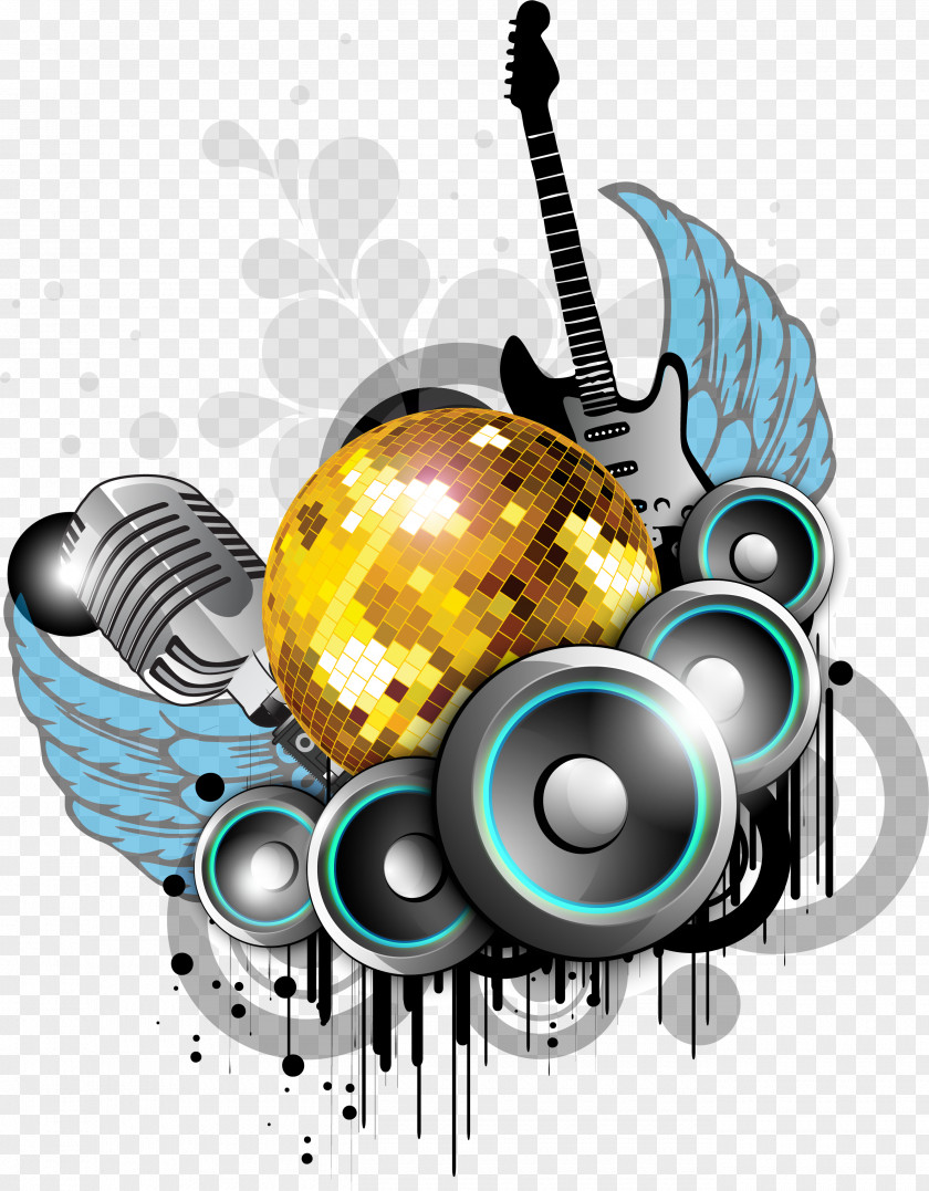 Nightclub Background Music Party PNG music Party, Trendy element , disco mirror ball illustration clipart PNG