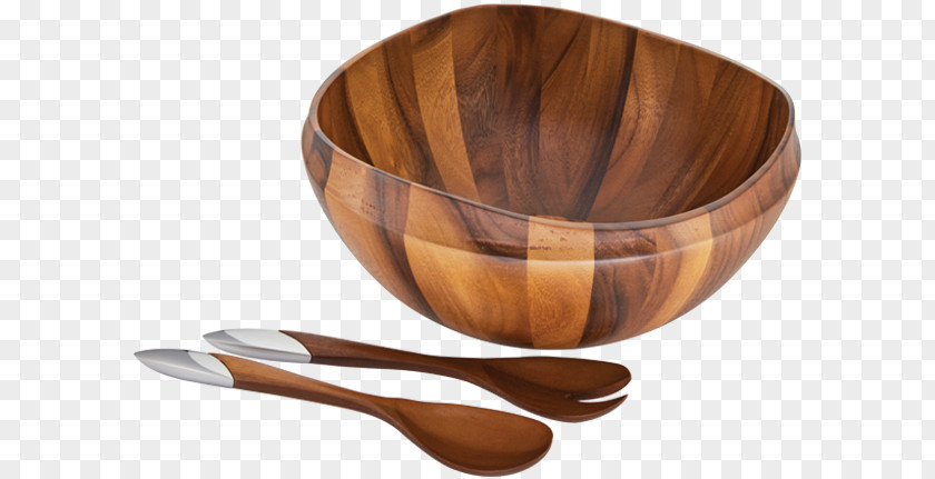 Wooden Bowl Wood Metal Cutlery Kitchen PNG