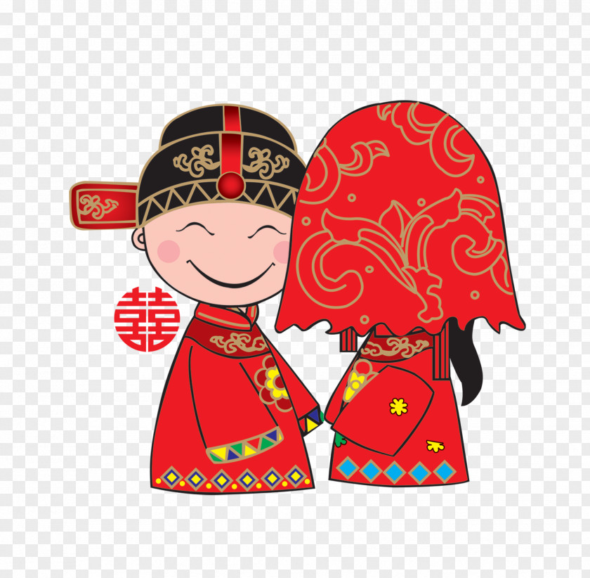 Cartoon Bride And Groom Bridegroom U76d6u5934 Chinese Marriage PNG
