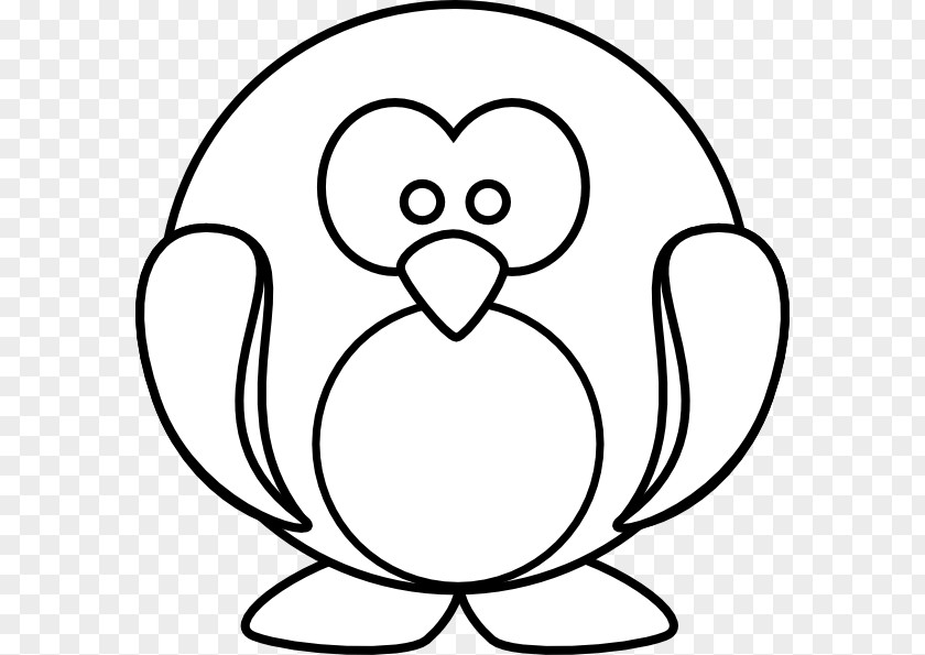 Simple Cartoon Penguin Black And White Clip Art PNG