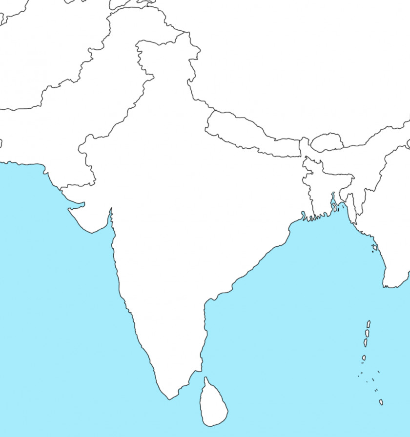 India Pakistan Globe Blank Map PNG
