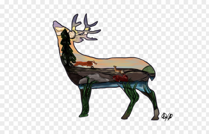 A Deer Stumbled By Stone Reindeer Wildlife PNG