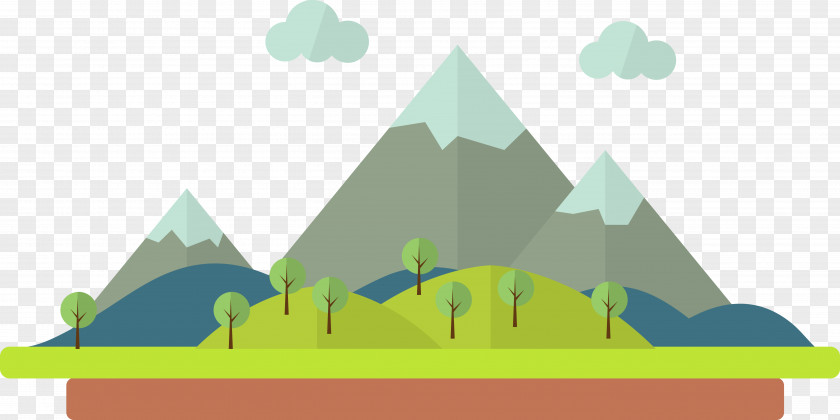 Cartoon Mountain Scenery Drawing Illustration PNG