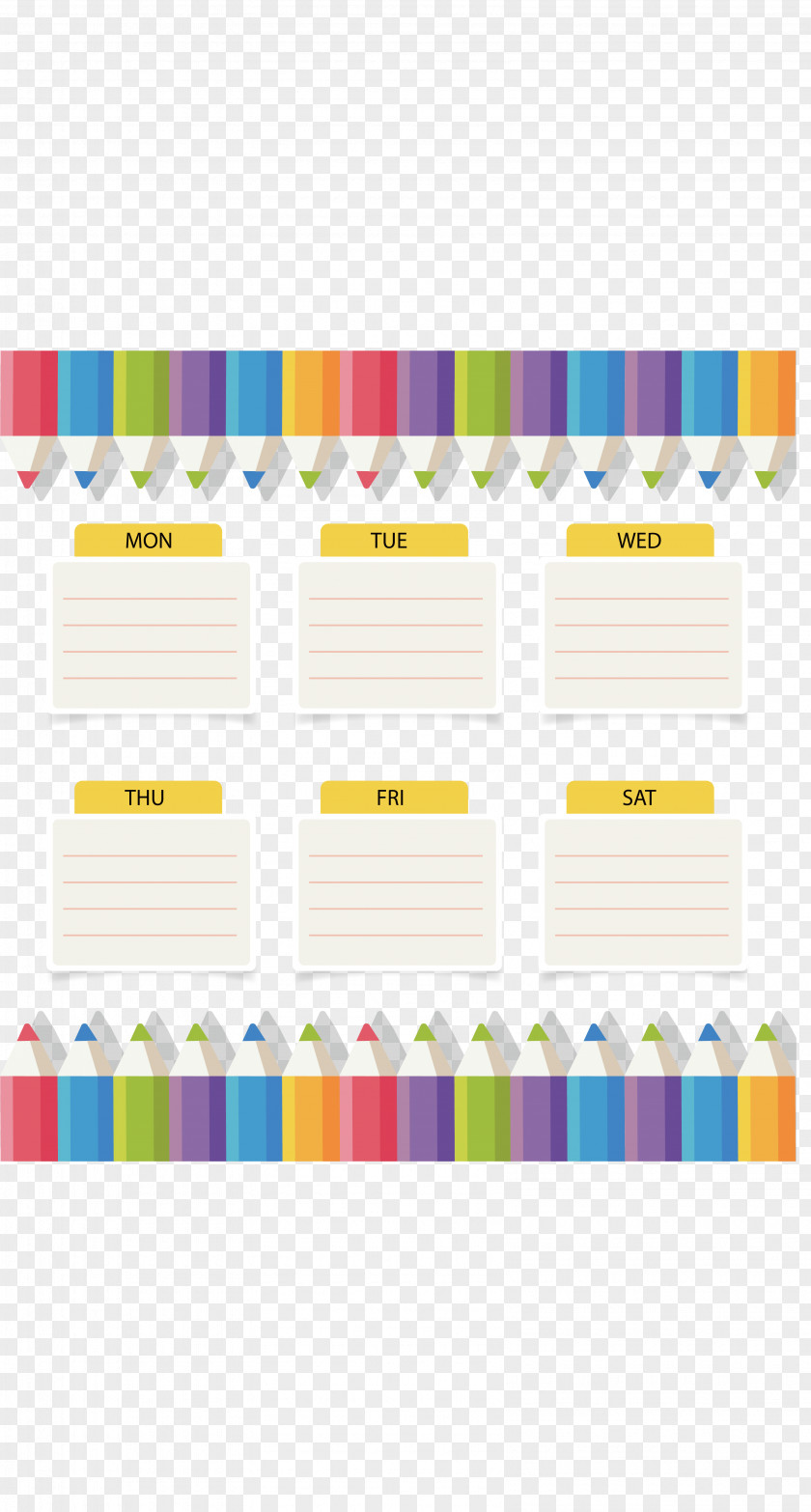 Color Pencil Border Schedule Paper Colored Drawing PNG