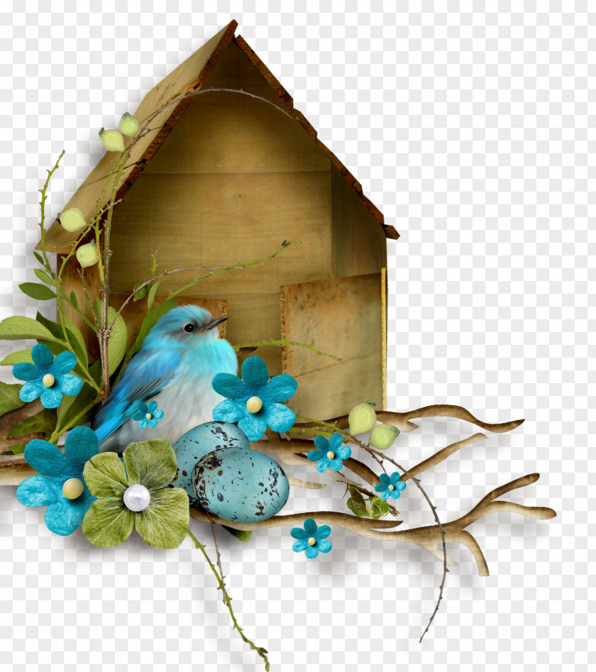 Lovely Bird And House Wood Blue Icon PNG