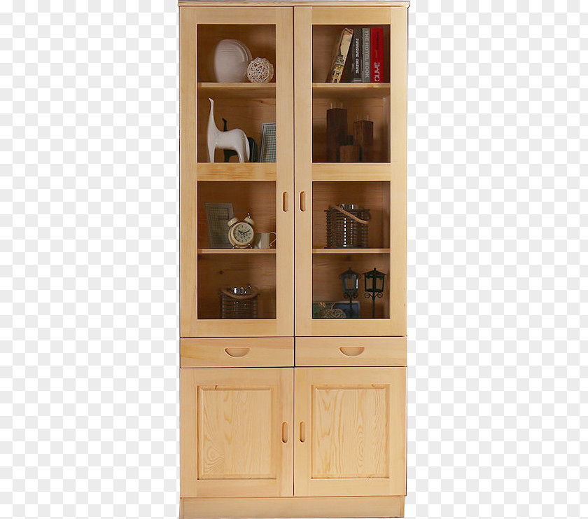 Pine-wood Bookcase Shelf Cupboard Door PNG