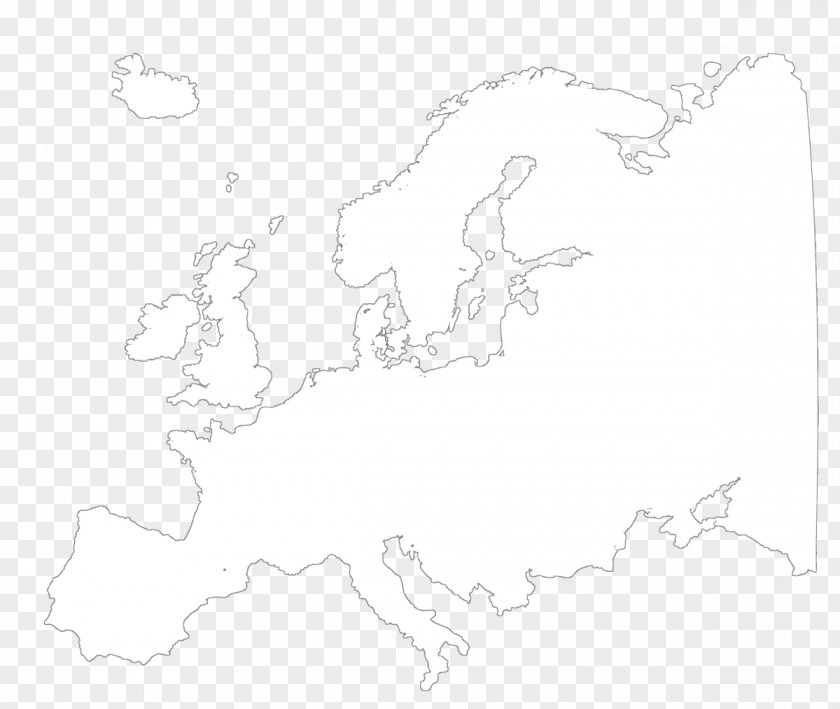 Europe Map Line Art White Coloring Book Sketch PNG