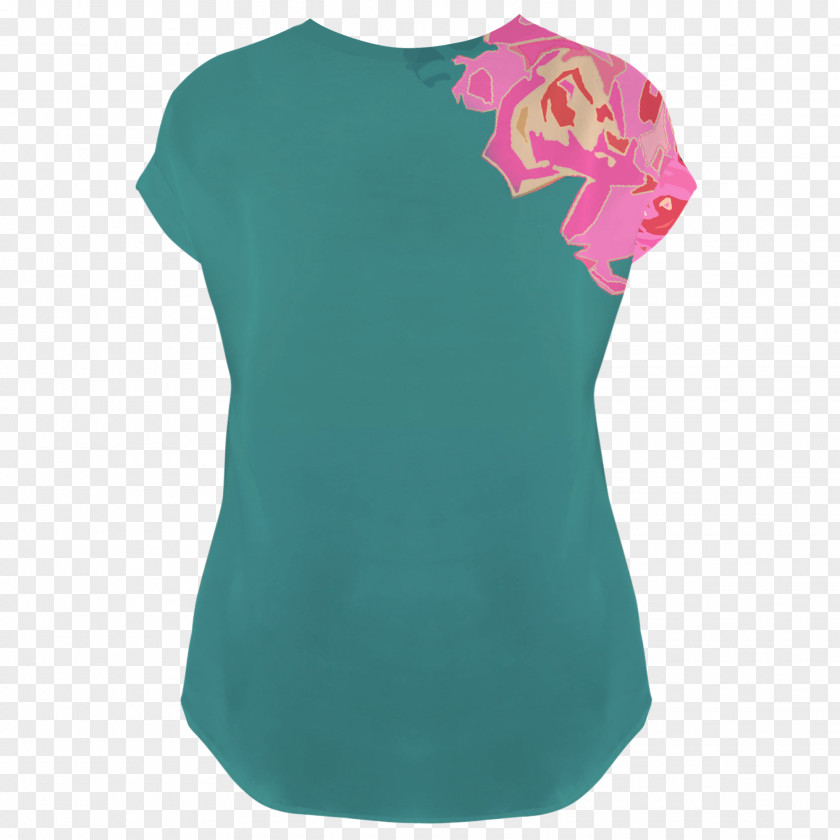 T-shirt Sleeve Shoulder Blouse Turquoise PNG