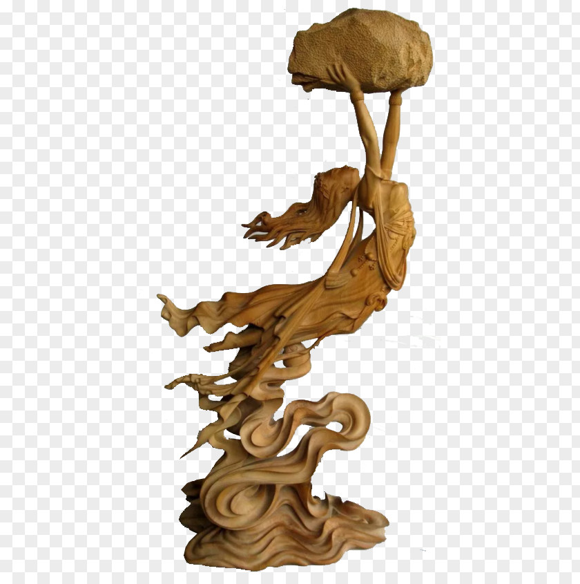 The Goddess Patching Sky Wood Poster Carving PNG