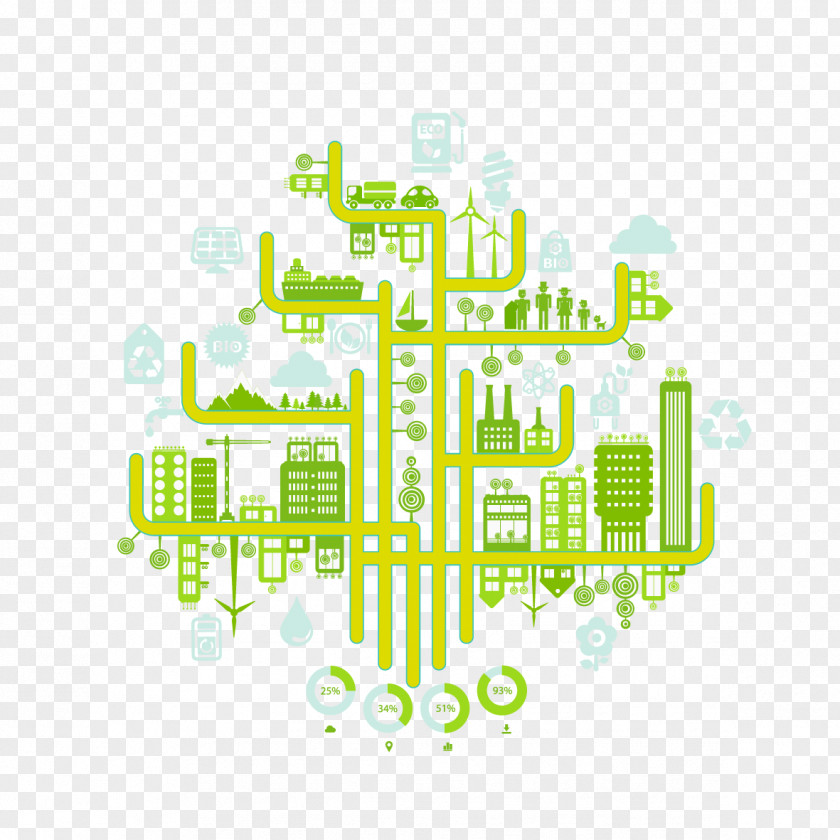 Vector Creative Green Building Design Smart City Infographic Eco-cities PNG