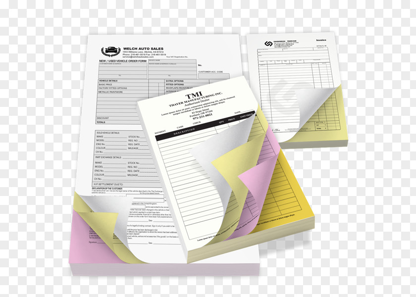 Color Paper Carbonless Copy Form Printing Carbon Copying PNG