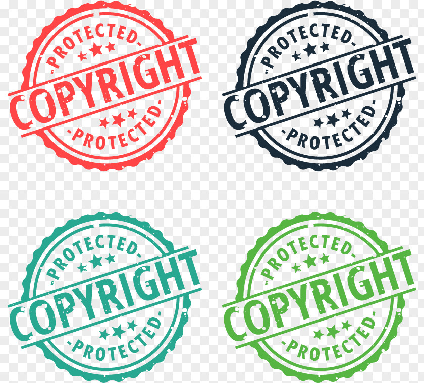 Four Vintage Labels Copyright Rubber Stamp PNG