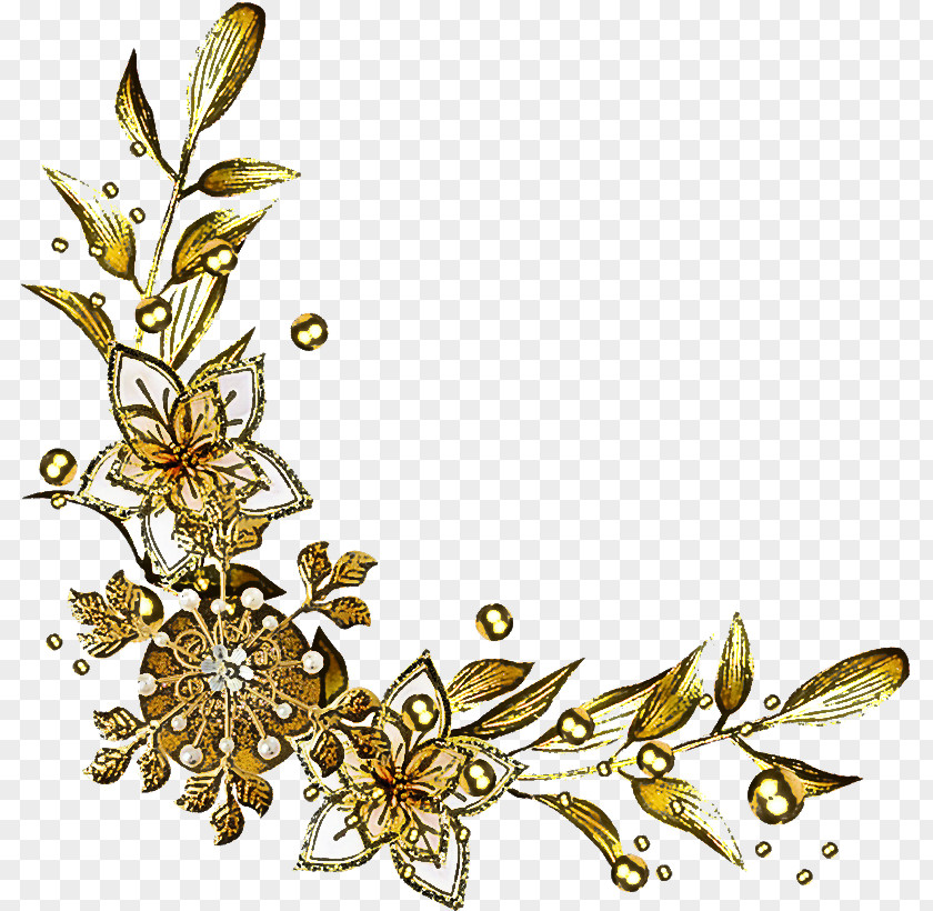 Plant Leaf Flower Ornament Metal PNG