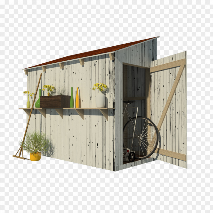 Rooftop Shed Building Garden Backyard House Plan PNG