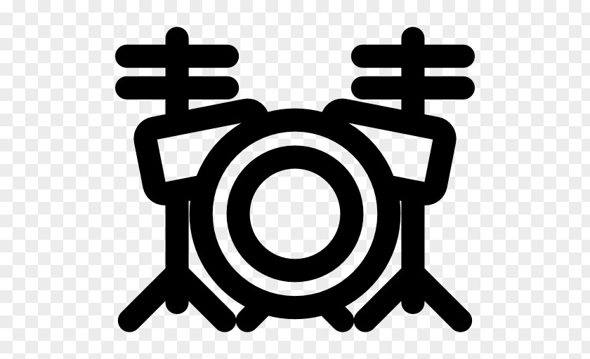 Drum Set Line White Logo Clip Art PNG