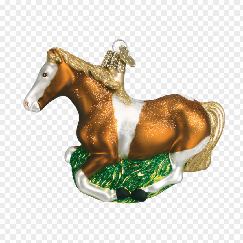 Hand-painted Horse Ford Mustang Stallion Christmas Ornament Santa Claus PNG