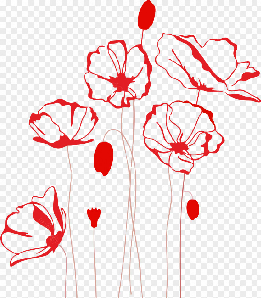 Poppy Opium Stencil Flower PNG