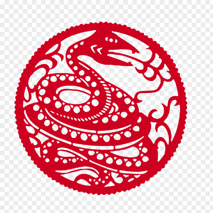 Snake Element Chinese Zodiac Astrology Papercutting PNG