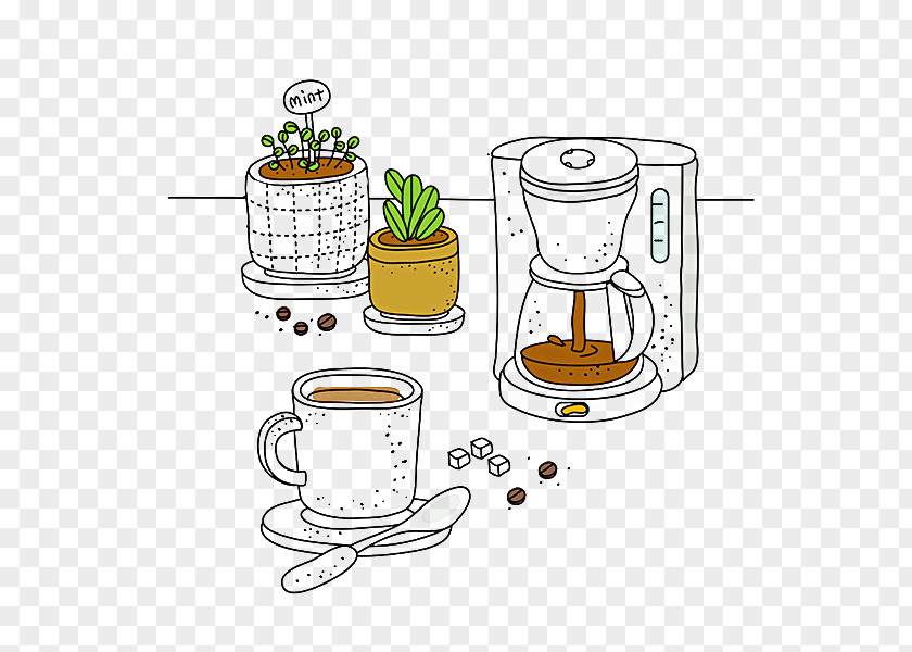 Coffee Maker Illustration PNG