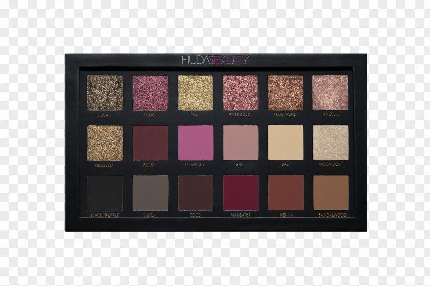 Huda Beauty Rose Gold Textured Shadows Palette Obsessions Eye Shadow Desert Dusk Eyeshadow Cosmetics PNG