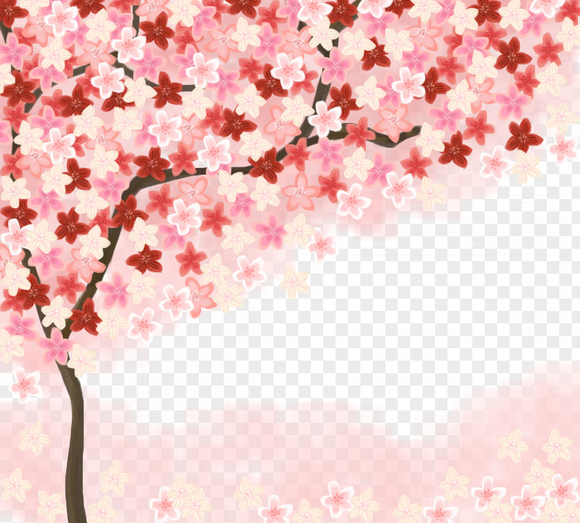 Pink Cherry Tree Paper Blossom Wallpaper PNG