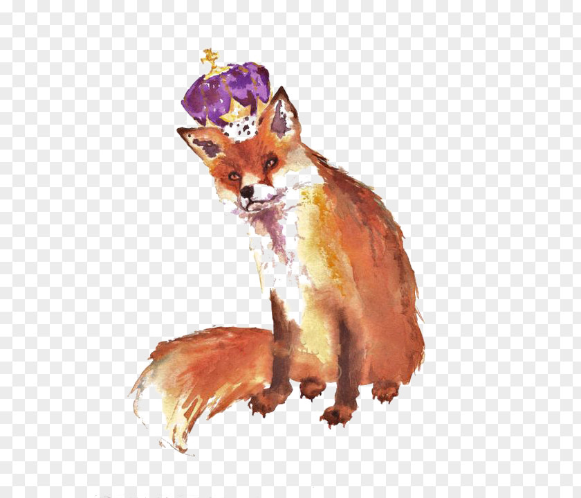 Queen Fox Red Watercolor Painting Art PNG