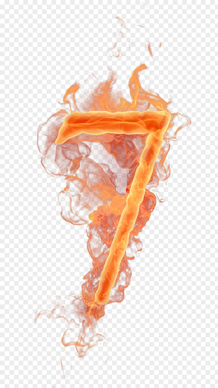 Red Flame Number Seven PNG