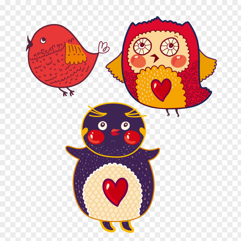 Red Owl And Cuckoo Phrase PNG