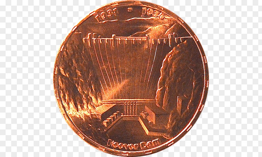 Hoover Dam Coin Copper PNG