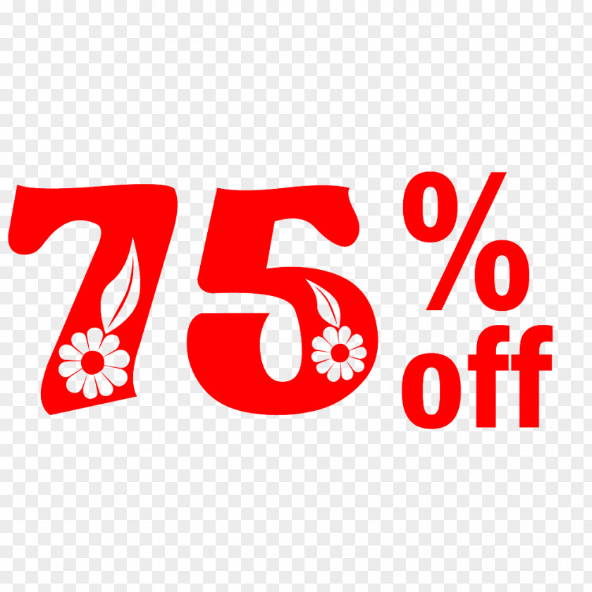 Spring Sale 75% Off Discount Tag. PNG