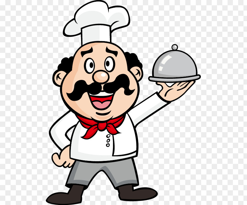 Chef Dinner Plates Painted Mustache Cook Drawing Waiter Illustration PNG