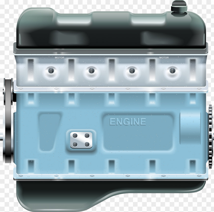 Blue Compact Engine Car Internal Combustion Illustration PNG