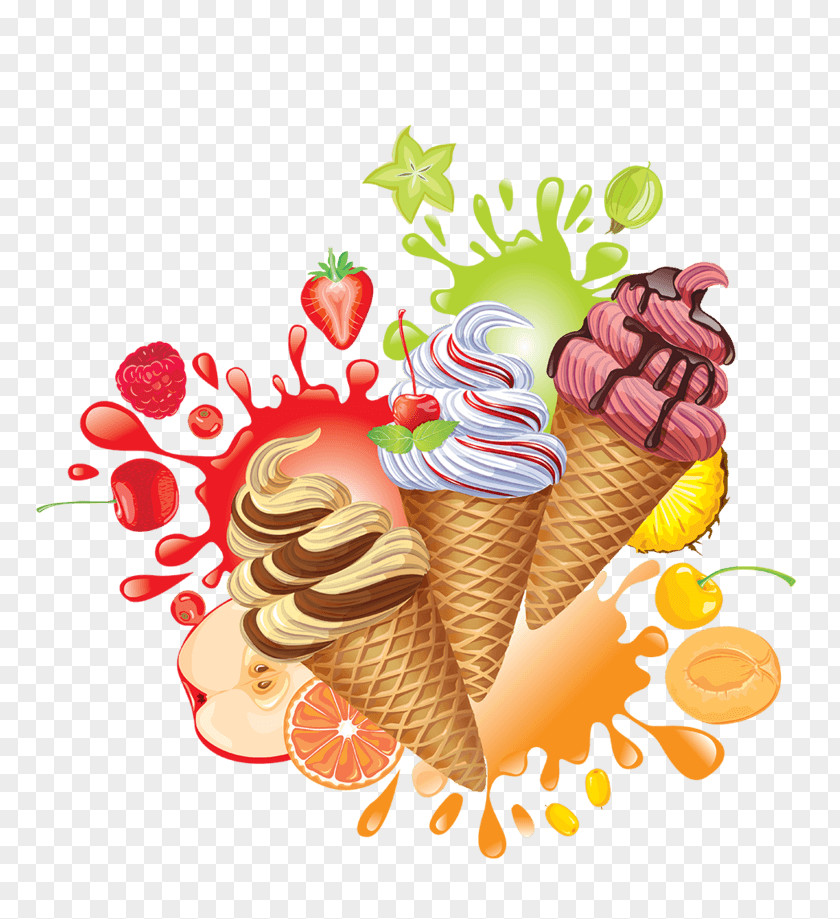 Cartoon Strawberry Ice Cream Vector Graphics Illustration Clip Art Drawing PNG