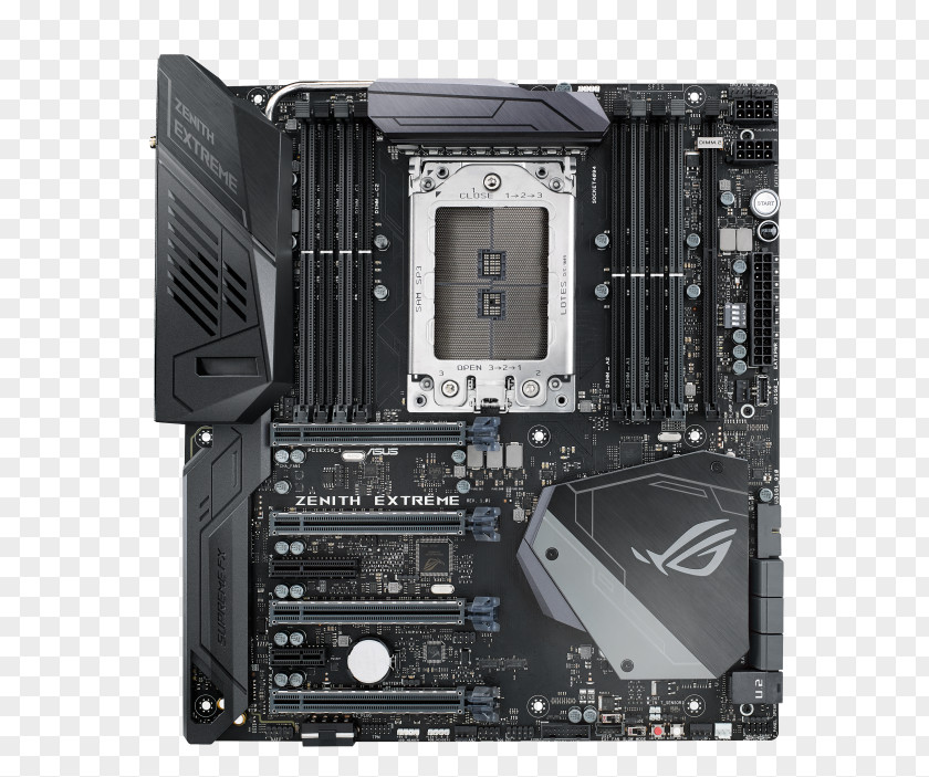 MotherboardExtended ATXSocket TR4AMD X399Socket TR4 Mainboard Asus ROG Zenith Extreme PC Base AMD Form Factor E CPU Socket DDR4 SDRAMOthers ASUS ZENITH EXTREME PNG