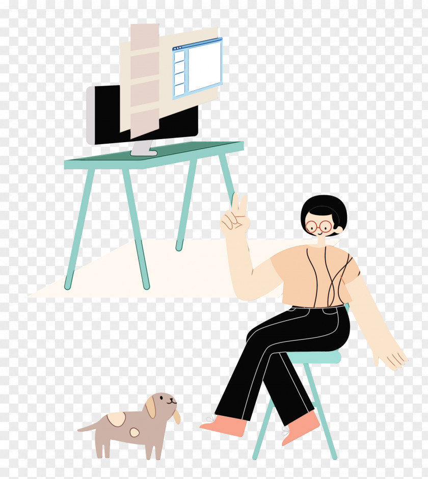 Desk Furniture Sitting Table Cartoon PNG
