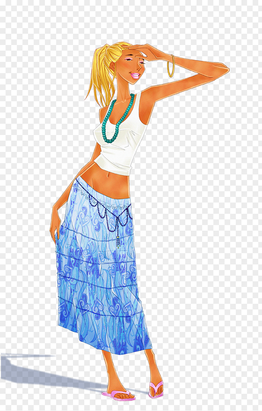 Woman Wearing Dress Skirt Illustration PNG