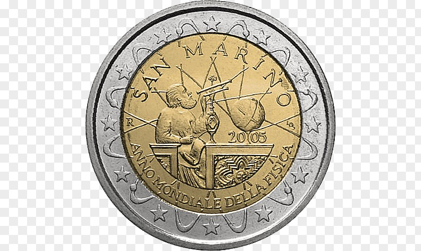 Euro San Marino 2 Commemorative Coins Coin Sammarinese PNG