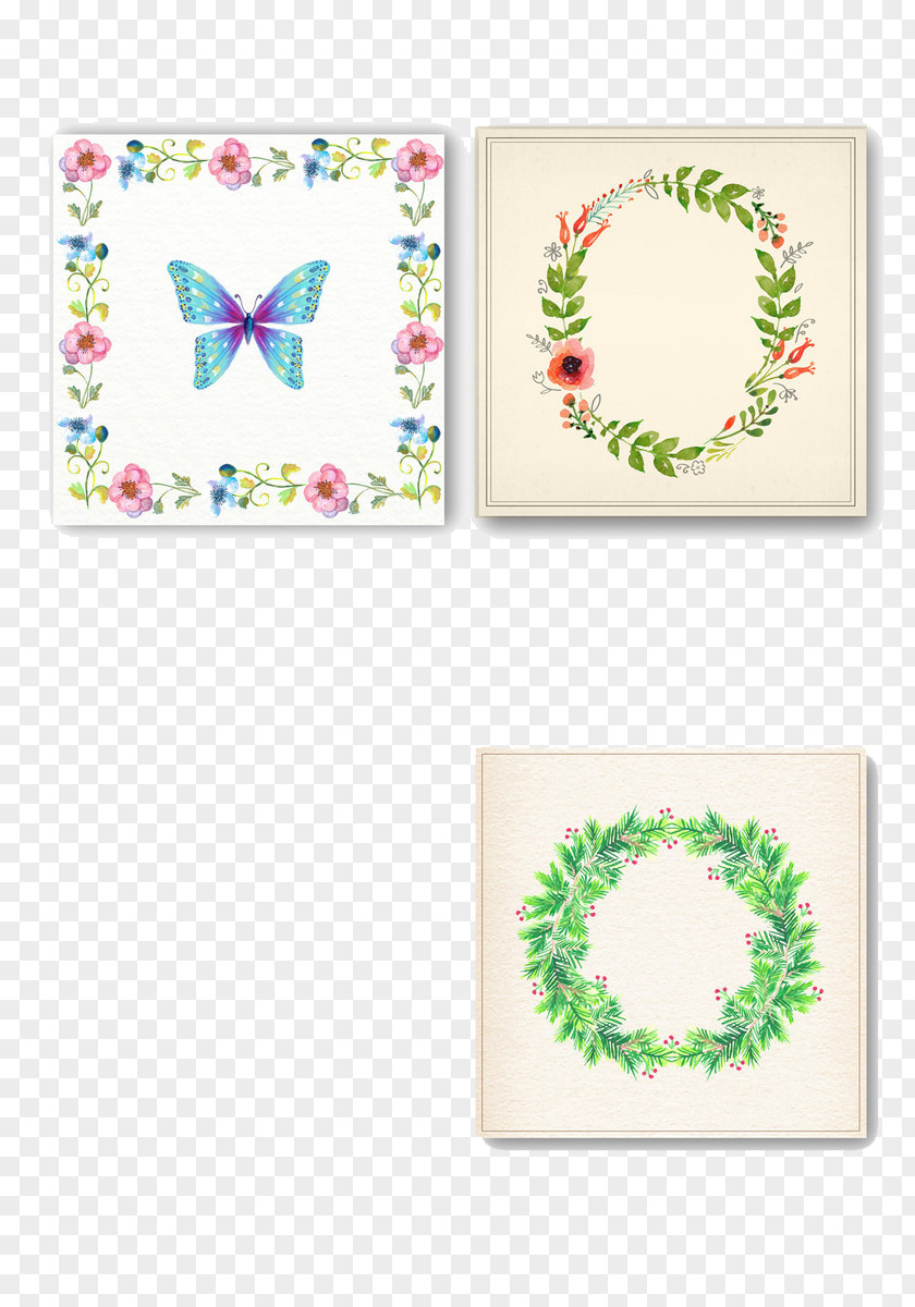Hand-painted Garland Plants Wreath Pattern PNG