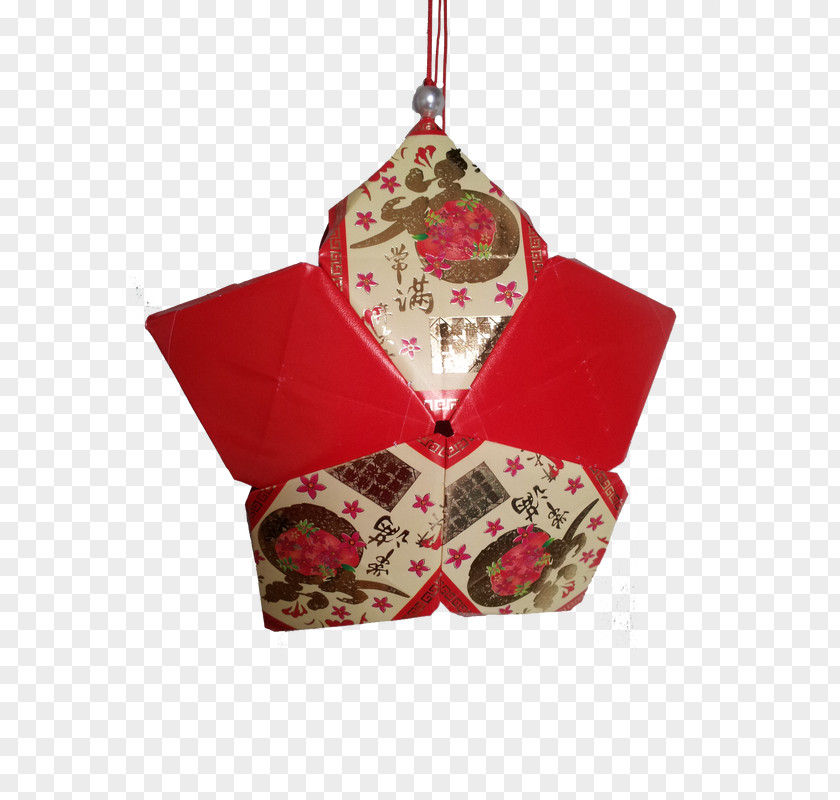 Lotus Lantern Christmas Ornament Maroon PNG