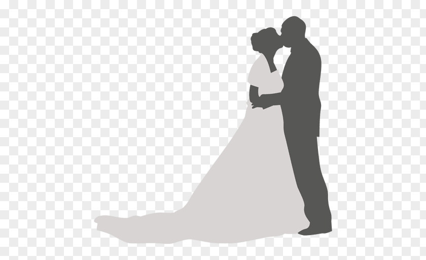 Wedding Couple Silhouette Kiss PNG