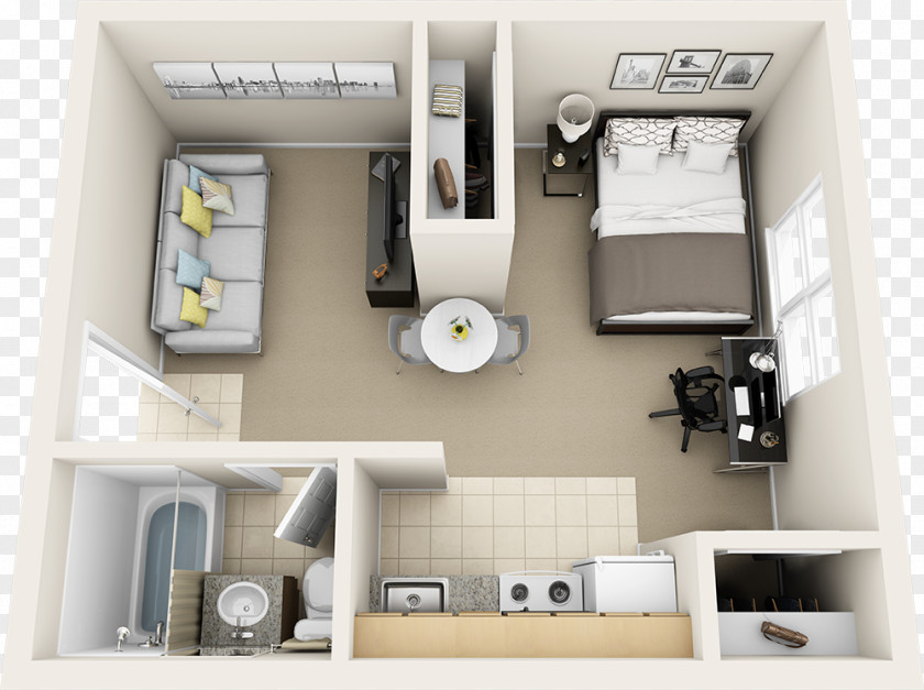 Bathroom Floor Studio Apartment House Bedroom Plan PNG