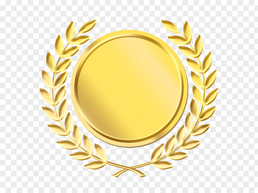 Gold Background Laurel Wreath Medal Clip Art PNG