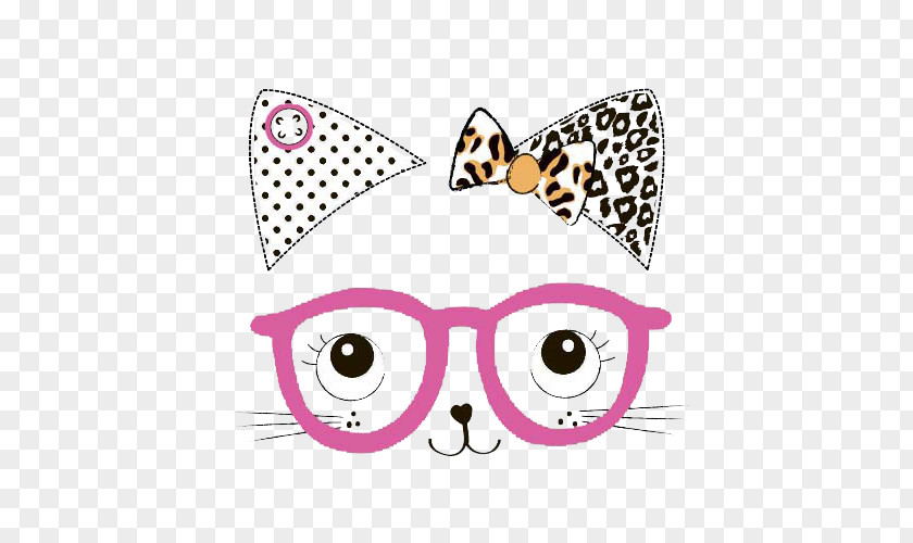 Vector Cartoon Cat Background Glasses PNG