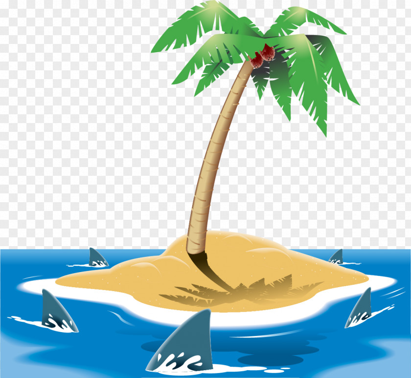Vector Painted Island Coconut PNG